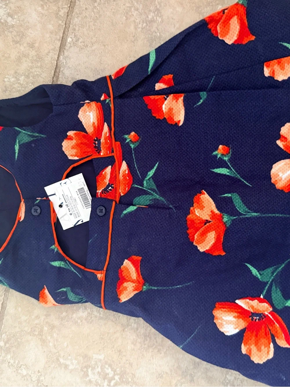 Janie and Jack Navy Dress with Orange Trim and Coral Flower